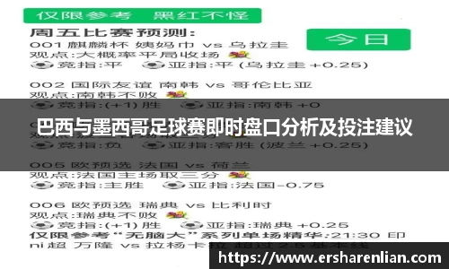 巴西与墨西哥足球赛即时盘口分析及投注建议